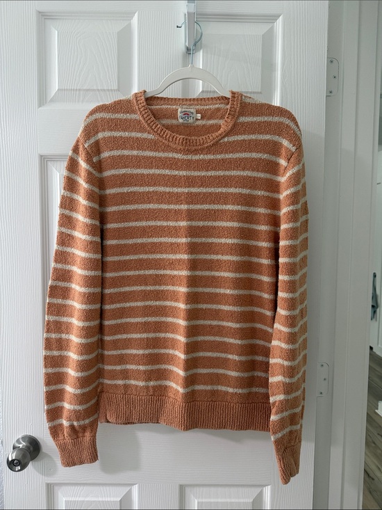 Faherty Sweaters - Faherty  Striped Crewneck Sweater in Tan and Cream